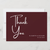 Elegant & Modern Burgundy Wedding Bedankkaart (Voorkant)