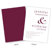 Elegant Modern Burgundy Wedding Kaart