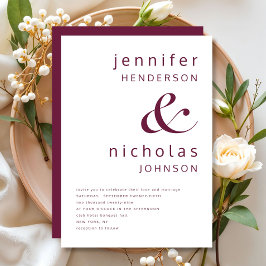 Elegant Modern Burgundy Wedding Kaart