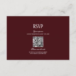 Elegant Modern Burgundy Wedding QR Code RSVP Informatiekaartje