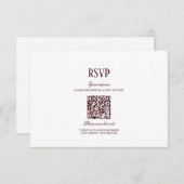 Elegant Modern Burgundy Wedding QR Code RSVP Informatiekaartje (Voorkant / Achterkant)