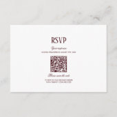 Elegant Modern Burgundy Wedding QR Code RSVP Informatiekaartje (Voorkant)