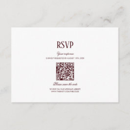 Elegant Modern Burgundy Wedding QR Code RSVP Informatiekaartje