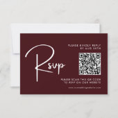 Elegant & Modern Burgundy Wedding QR Code RSVP Kaartje (Voorkant)