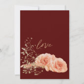 Elegant Modern Burgundy & White Rose Wedding Kaart (Achterkant)