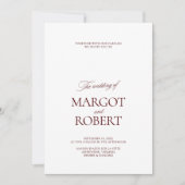 Elegant Modern Burgundy & White Wedding Kaart (Voorkant)