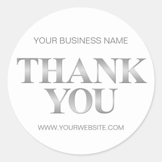 Elegant Modern Business Zwart Zilver DANK U Ronde Sticker (Voorkant)