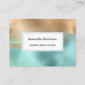 Elegant Modern Caffe Latte en Turquoise Visitekaartje (Voorkant)