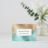Elegant Modern Caffe Latte en Turquoise Visitekaartje (Staand voorkant)