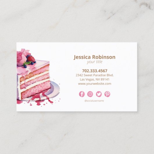 Elegant Modern Cake Designer Visitekaartje (Achterkant)