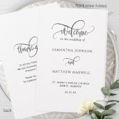 Elegant, Modern Calligrafie Folded Wedding Program