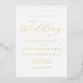 Elegant Modern Calligrafie Gold White Folie Uitnodiging (Voorkant)
