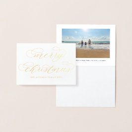 Elegant Modern Calligrafie Kerst Folie Kaarten