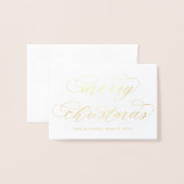 Elegant Modern Calligrafie Kerst Folie Kaarten (Voorkant met envelop)