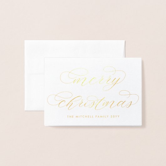 Elegant Modern Calligrafie Kerst Folie Kaarten (Voorkant met envelop)