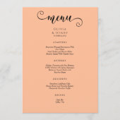 Elegant Modern Calligrafie Script Peach Wedding Menu (Voorkant)