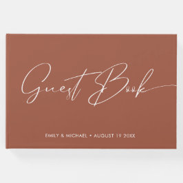 Elegant Modern Calligrafie Terracotta Wedding Gastenboek