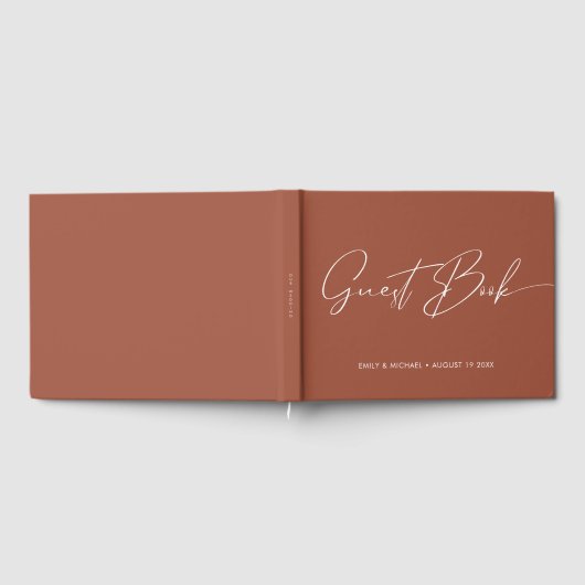 Elegant Modern Calligrafie Terracotta Wedding Gastenboek (Volledig)