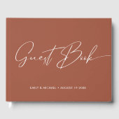 Elegant Modern Calligrafie Terracotta Wedding Gastenboek (Voorkant)