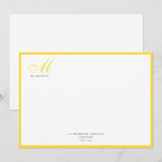Elegant modern Calligrafiescript anananappel Geel Notitiekaartje (Voorkant / Achterkant)