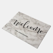 Elegant modern calligrafisch wit marmer welkom deurmat (Schuin)