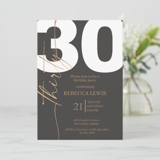 Elegant Modern Calligraphy 30 Adult Birthday Kaart (Staand voorkant)
