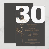 Elegant Modern Calligraphy 30 Adult Birthday Kaart (Voorkant / Achterkant)