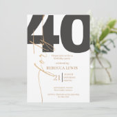 Elegant Modern Calligraphy 40th Adult Birthday Kaart (Staand voorkant)