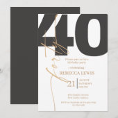 Elegant Modern Calligraphy 40th Adult Birthday Kaart (Voorkant / Achterkant)