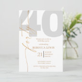 Elegant Modern Calligraphy 40th Adult Birthday Kaart (Staand voorkant)