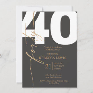 Elegant Modern Calligraphy 40th Adult Birthday Kaart