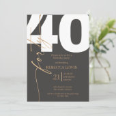 Elegant Modern Calligraphy 40th Adult Birthday Kaart (Staand voorkant)