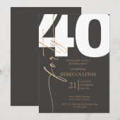 Elegant Modern Calligraphy 40th Adult Birthday Kaart (Voorkant / Achterkant)