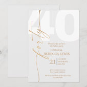 Elegant Modern Calligraphy 40th Adult Birthday Kaart (Voorkant / Achterkant)