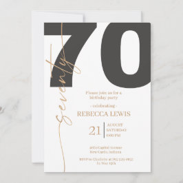 Elegant Modern Calligraphy 70th Adult Birthday Kaart