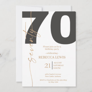 Elegant Modern Calligraphy 70th Adult Birthday Kaart