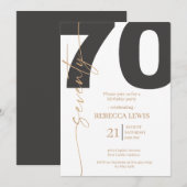 Elegant Modern Calligraphy 70th Adult Birthday Kaart (Voorkant / Achterkant)