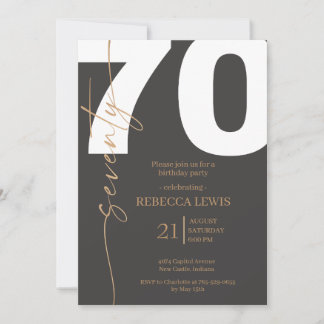 Elegant Modern Calligraphy 70th Adult Birthday Kaart