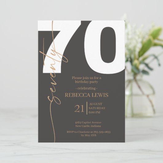 Elegant Modern Calligraphy 70th Adult Birthday Kaart (Staand voorkant)