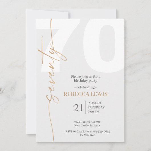 Elegant Modern Calligraphy 70th Adult Birthday Kaart (Voorkant)