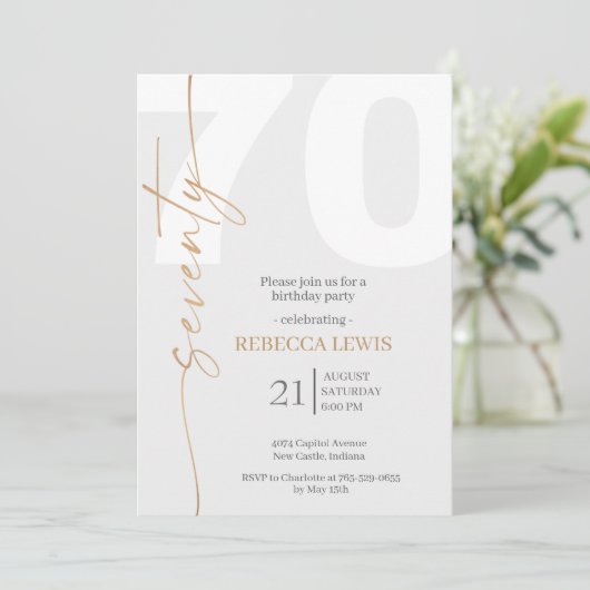 Elegant Modern Calligraphy 70th Adult Birthday Kaart (Staand voorkant)