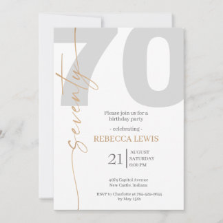 Elegant Modern Calligraphy 70th Adult Birthday Kaart