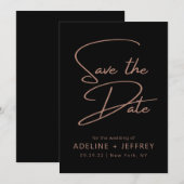 Elegant Modern Calligraphy Black Roos Gold Wedding Save The Date (Voorkant / Achterkant)