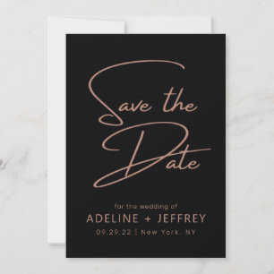 Elegant Modern Calligraphy Black Roos Gold Wedding Save The Date