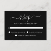 Elegant Modern Calligraphy Black & White Wedding RSVP Kaartje (Voorkant)
