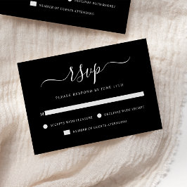 Elegant Modern Calligraphy Black & White Wedding RSVP Kaartje