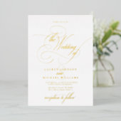 Elegant Modern Calligraphy Classic Wedding Folie Uitnodiging (Staand Voorkant)