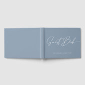 Elegant Modern Calligraphy Dusty Blue Wedding Gastenboek (Volledig)