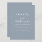 Elegant Modern Calligraphy Dusty Blue Wedding Kaart (Voorkant / Achterkant)