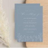Elegant Modern Calligraphy Dusty Blue Wedding Kaart